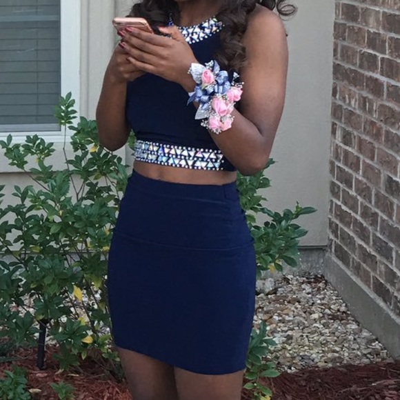 Jovani Dresses & Skirts - navy blue two piece homecoming/prom dress