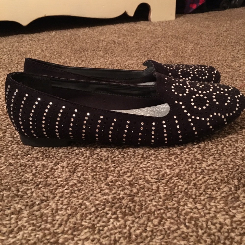 Black Flats with Jewels