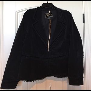 Black corduroy velvet trim blazer