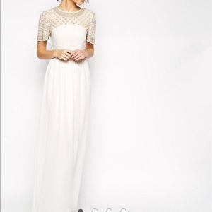 Floor length ASOS embellished flutter sleeve dress