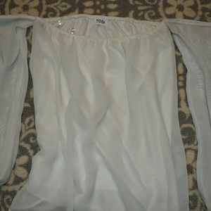 Tobi Open Shoulder Chiffon Top