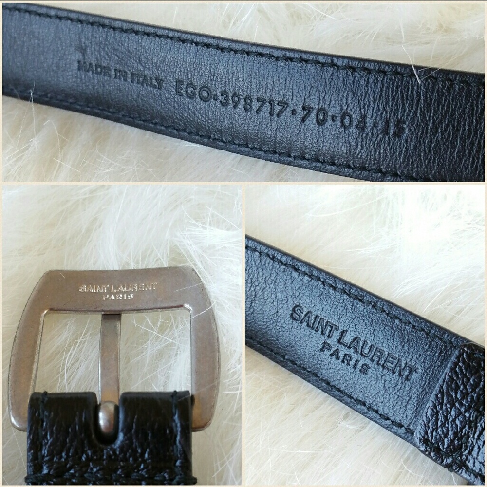 SAINT LAURENT skinny leather belt w/ silver studs - Picture 3 of 4
