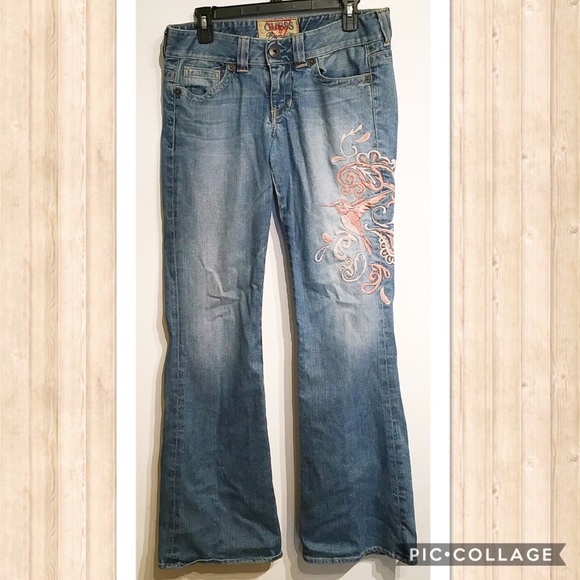 guess embroidered jeans