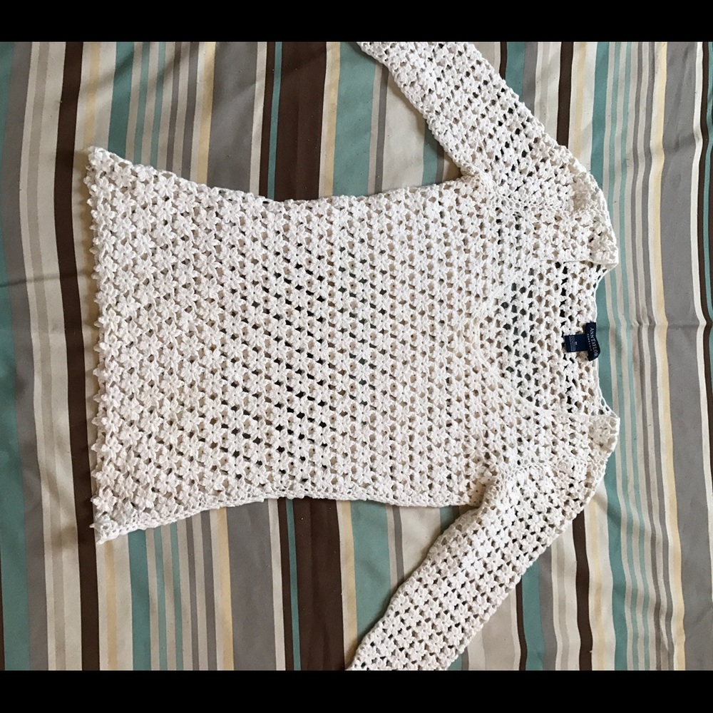 Ann Taylor Handknit Crochet Top Size M