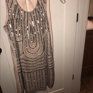 Bebe Silver Sequin & Blush Dress