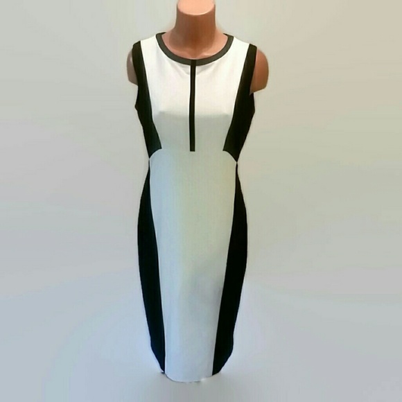 Calvin Klein Dresses & Skirts - Calvin Klein Black & White Slimming Sheath Dress