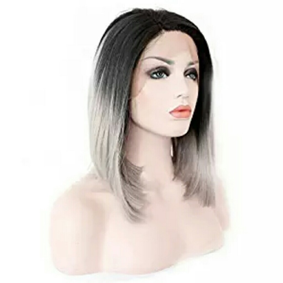 Ombre Black Gray Lacefront Wig