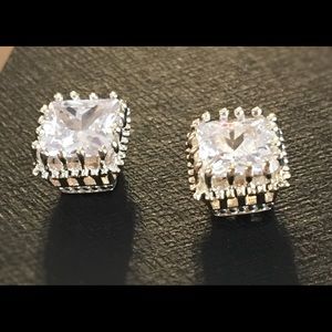 Gold color - Cubic Zirconia Square Earrings