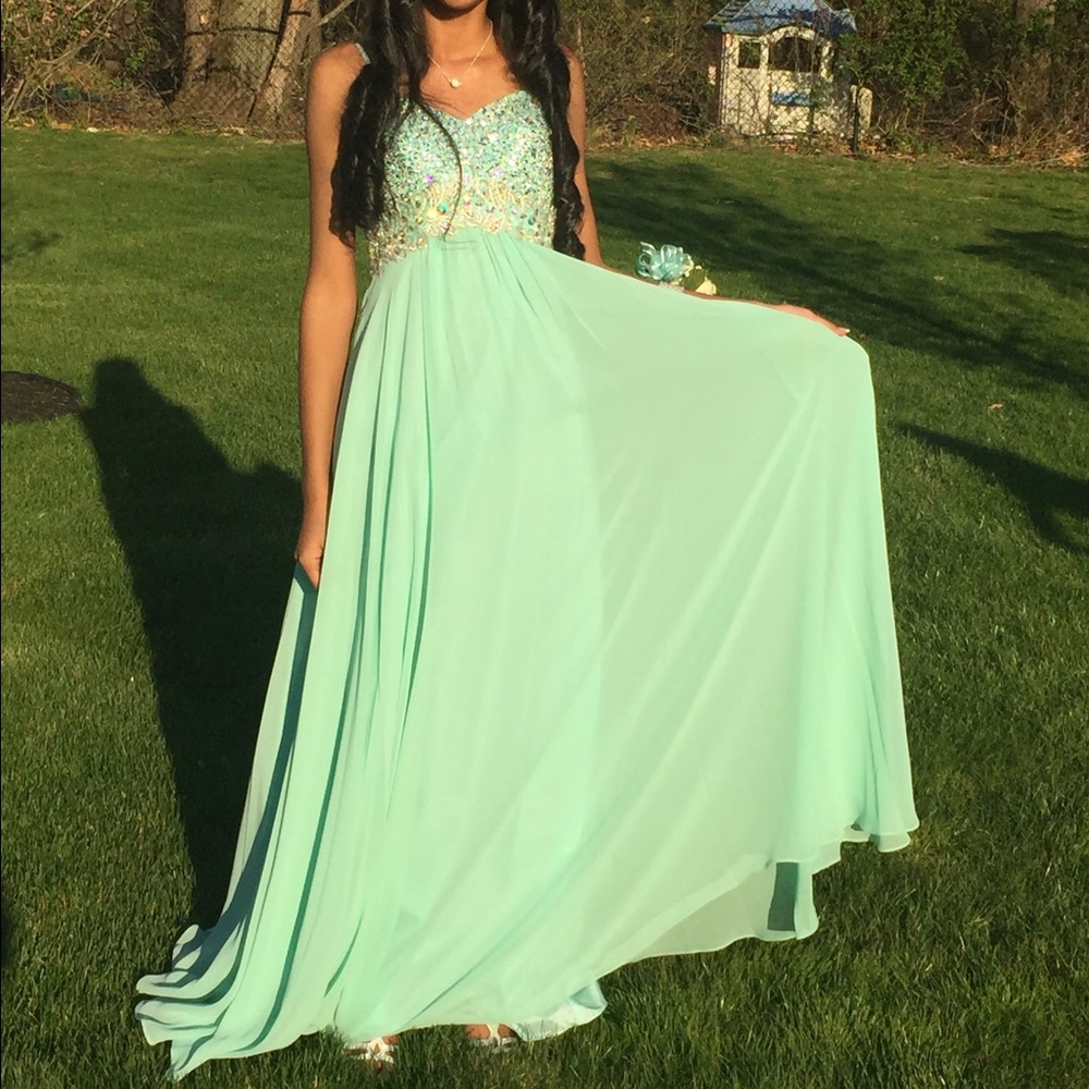 Mint Green Long Prom Dress