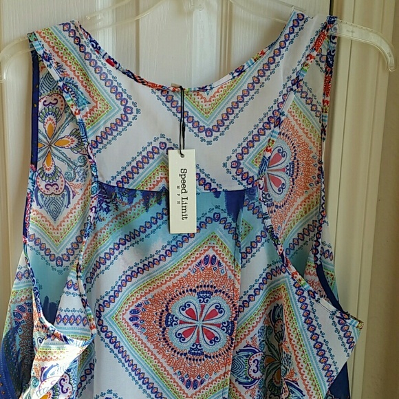 NWT SPEED LIMIT LIGHTWEIGHT BLUE PRINT TANK SZ 3X - Picture 5 of 5