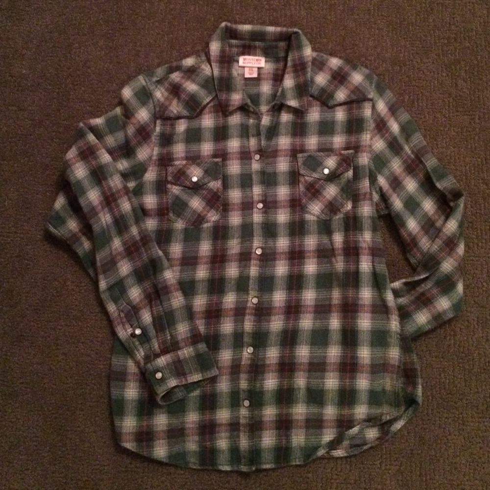 Mossimo Supply Co Plaid Button Up L Shirt