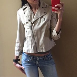 Heavy Cropped Asymmetrical Zip Up Coat