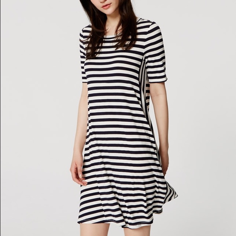 Loft Mixed Strip Swing Dress