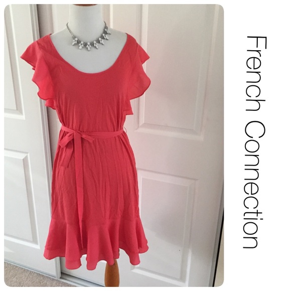 French Connection Dresses & Skirts - French Connection pink ruffle dress size 2