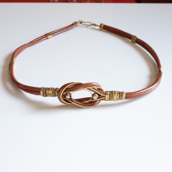 Goddess Belt - tan leather and metal - Picture 2 of 2