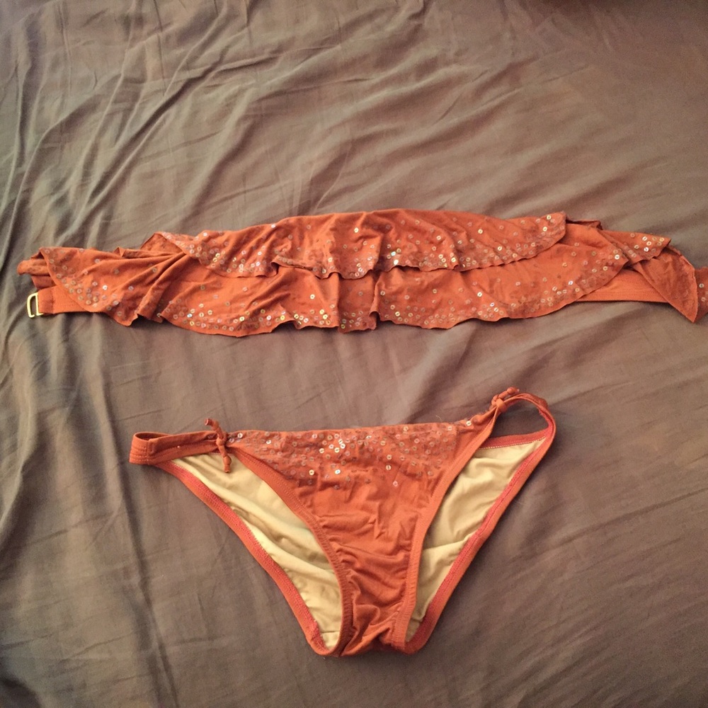 Victoria's Secret burnt orange sequin swimsuit