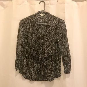 Anthro work shirt with front ruffle