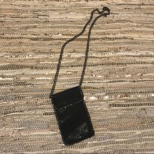 Woven Chain Subtle Black Sparkle Crossbody Bag