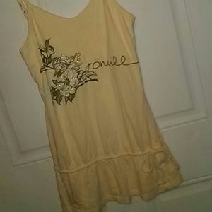 Oneill ivory knit cami w glass beaded roses