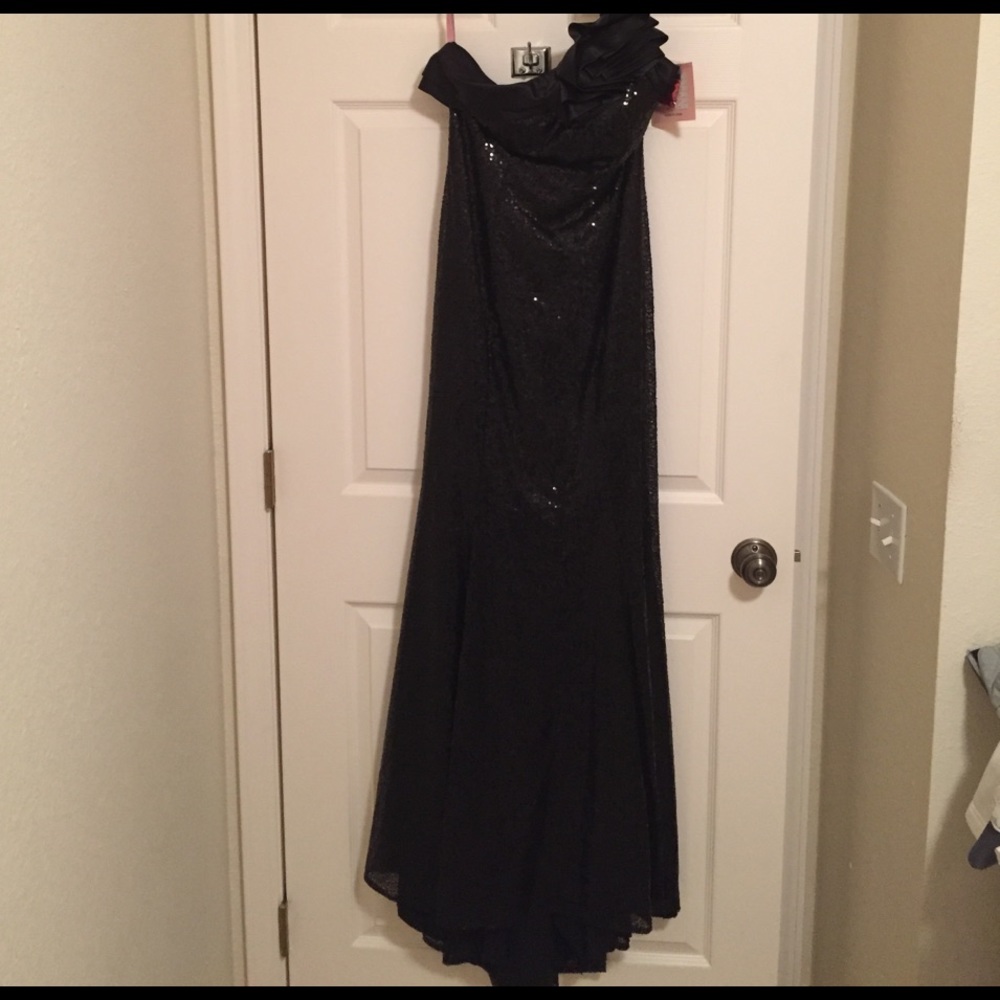 Black sequin long dress size 8