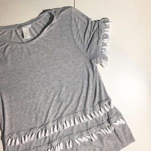 Gray Tassel Fringe T-Shirt