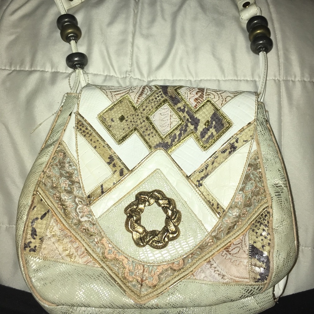 White leather purse