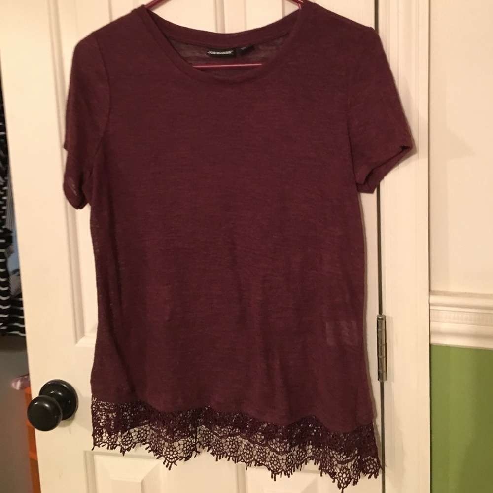 Maroon Blouse with Lace on the Bottom