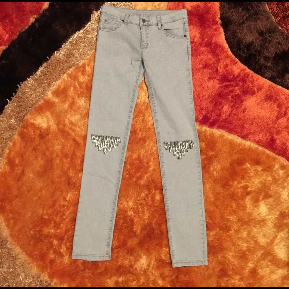 Ultra Rare! Cheap Monday Knee Embellished Jeans