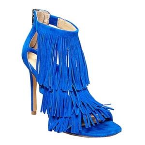 Steve Madden Blue Fringe Heels 6.5 (6)