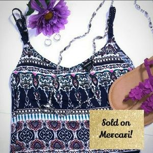 Torrid 4 Camisole Tank Blue Mosaic Aztec Boho