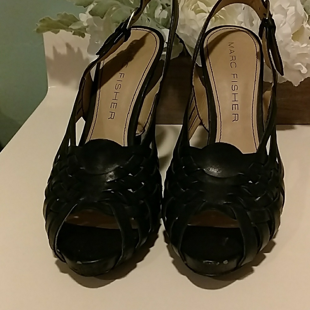 Black high heel shoes with ankle strap