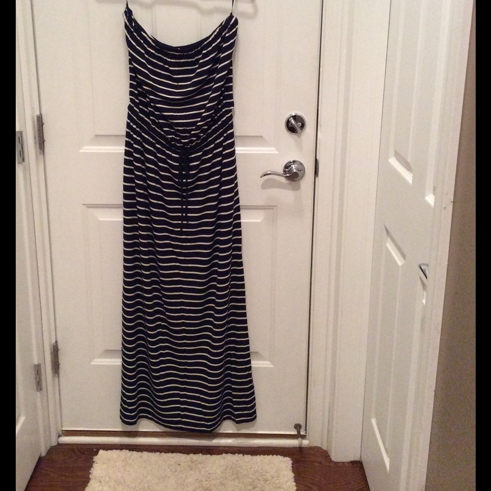 Strapless cotton maxi dress