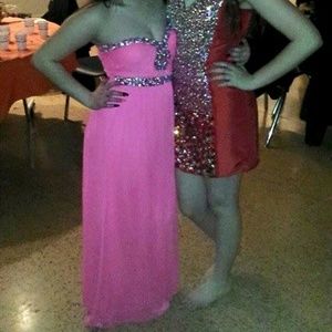 Pink Keyhole Prom Dress