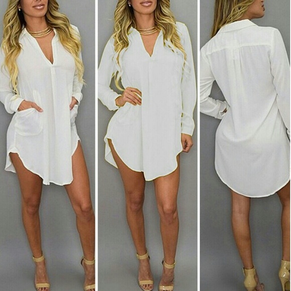 Tops - Long Sleeve V Neck Chiffon Top