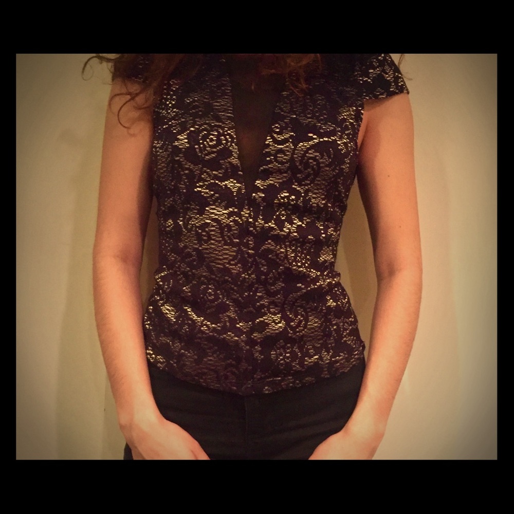 Black and silver patterned shirt with cutout back