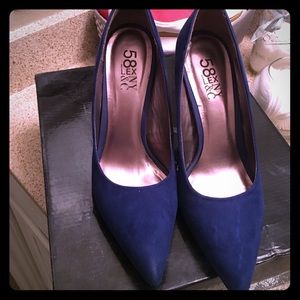 Blue suede heels