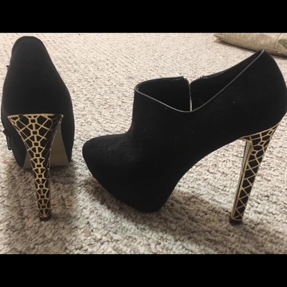 Call It Spring Shoes - Call it Spring black booties with gold detail
