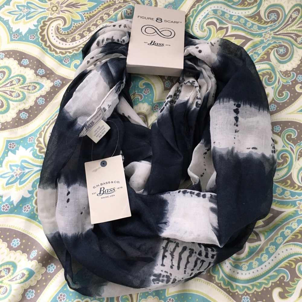Navy and White Infinity Scarf