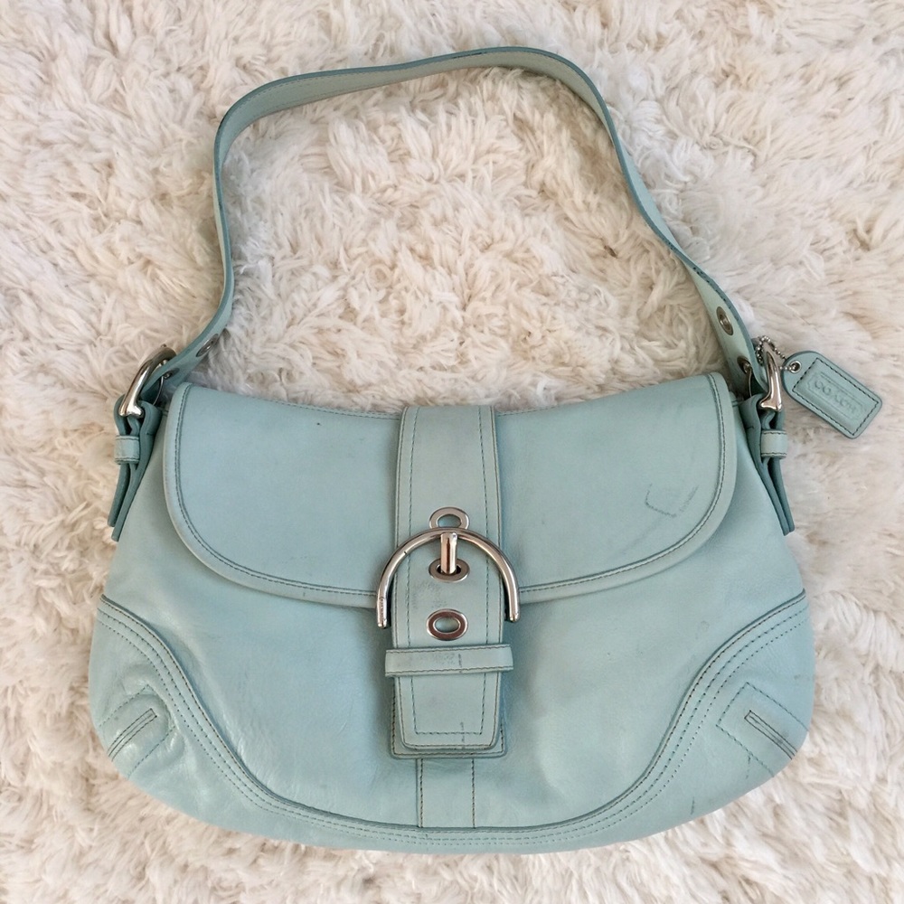 COACH | Blue Soho Leather Flap Shoulder Handbag