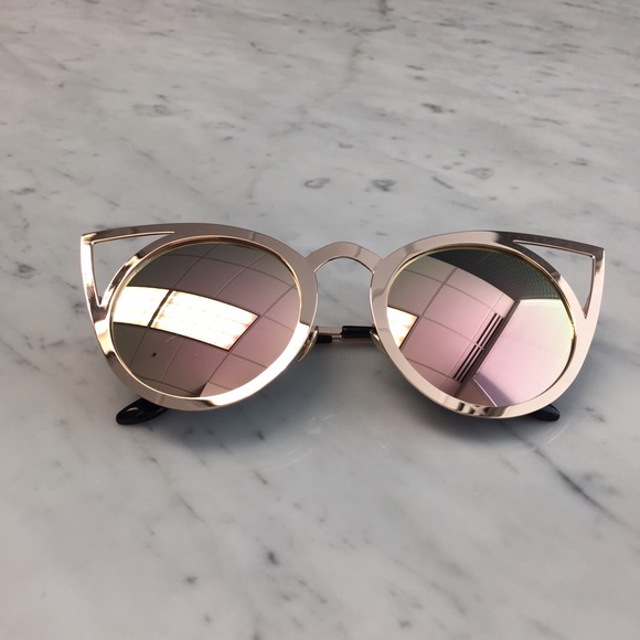 Rose Gold Reflective Cat Sunglasses - Picture 3 of 4