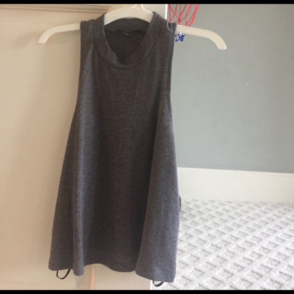 Gray high neck tank top