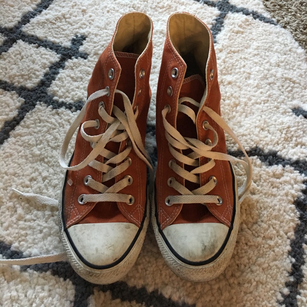 Orange high top converse