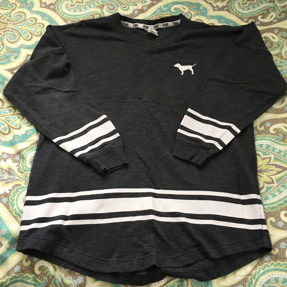 VS Pink Charcoal Grey Varsity Crew