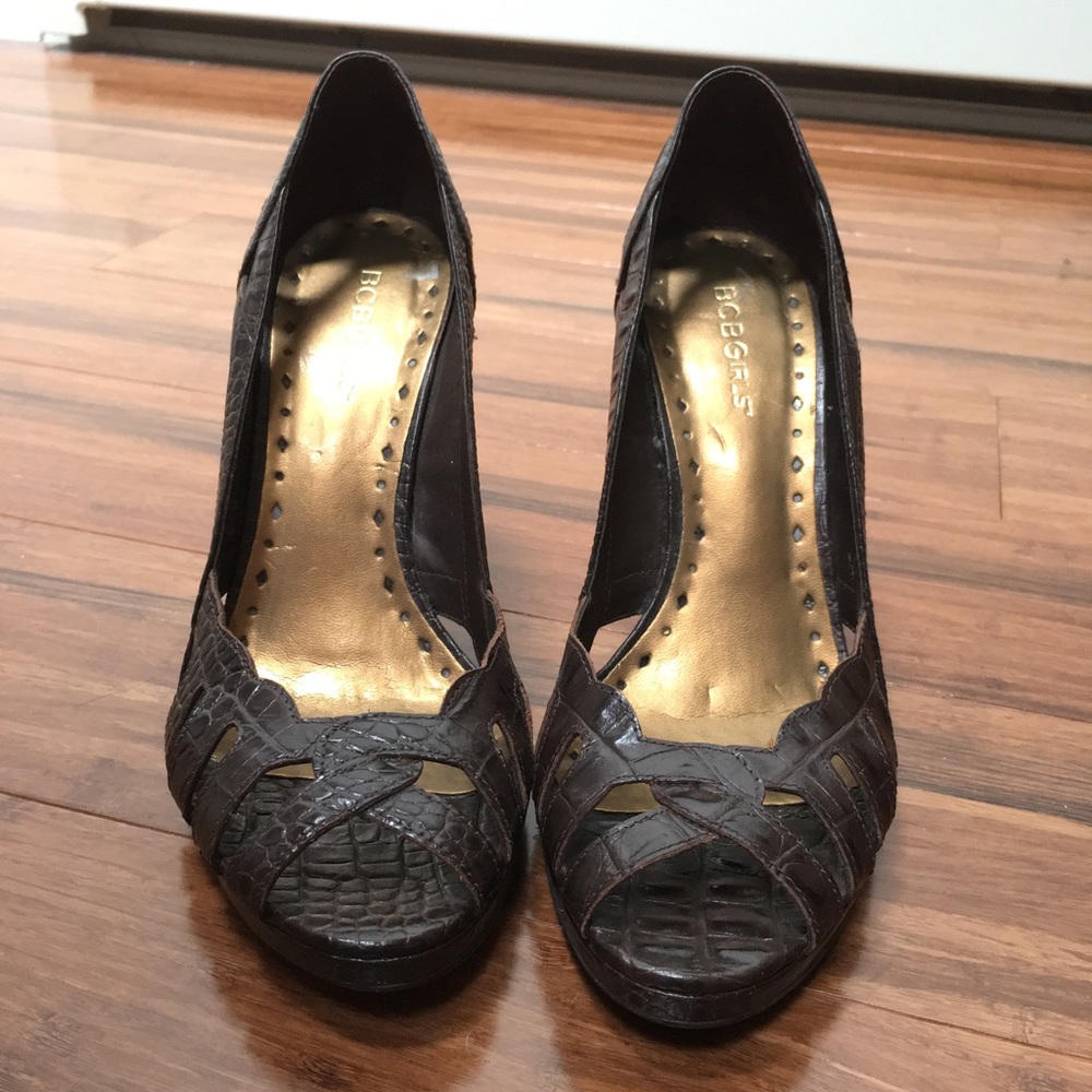BCBG Girls Croc embossed leather heels.