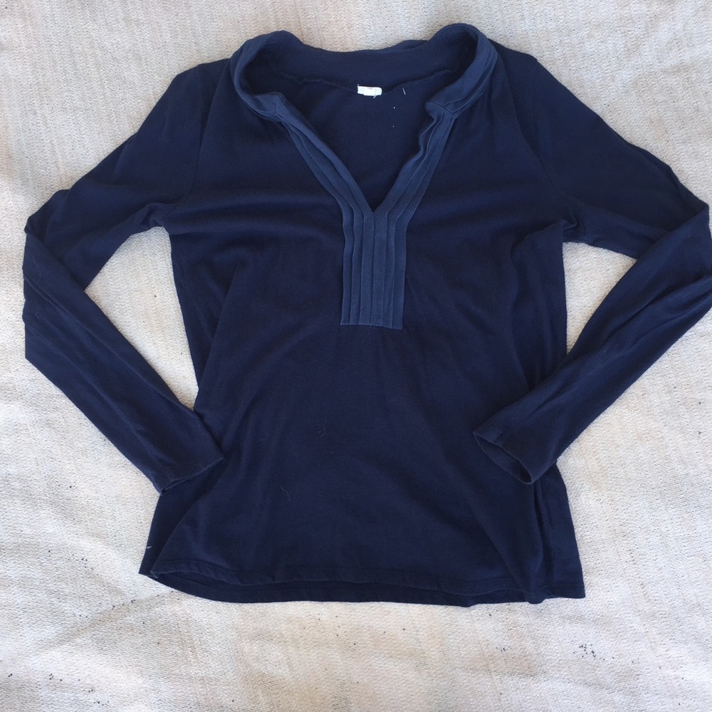 J.Crew navy blue Tissue chiffon trim tuxedo top