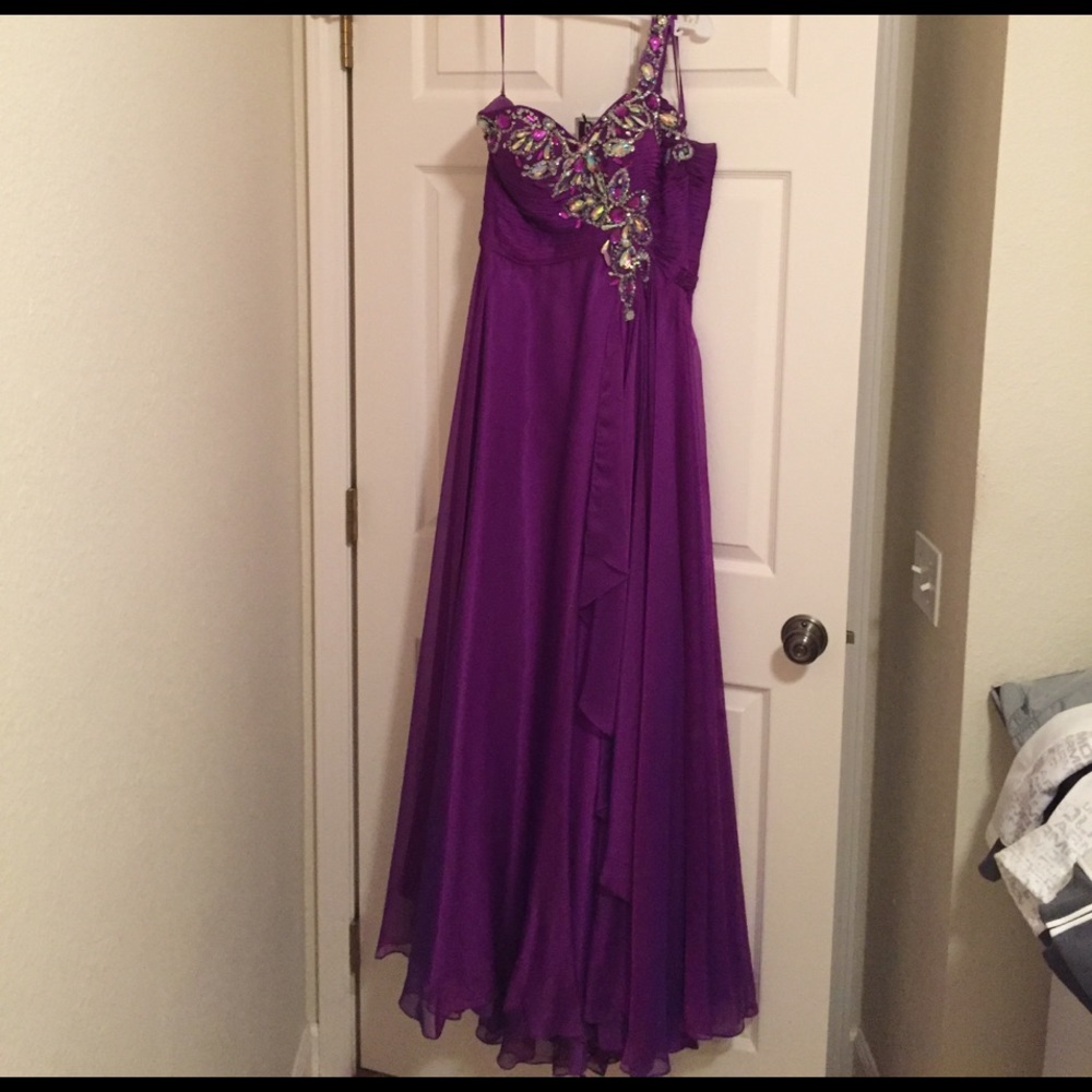 Purple jeweled long dress. Size M