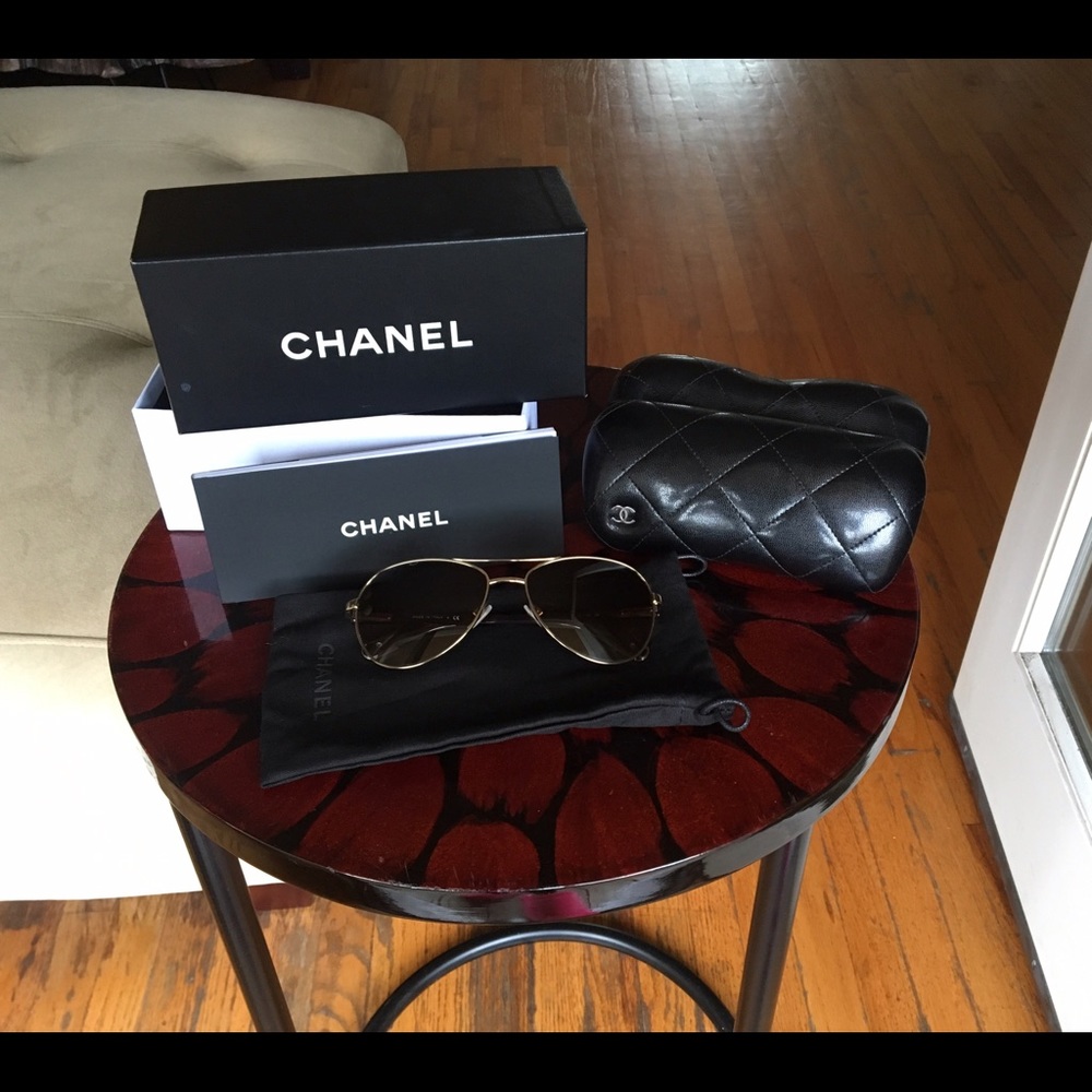 Chanel aviators gold/brown 58mm