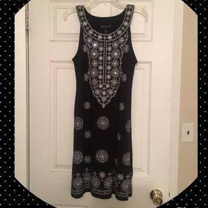 INC Black Dress w/ Silver Embroidery & Sequins. XL