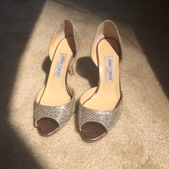 Authentic Jimmy Choo Silver Logan Peep toe Pump - Picture 2 of 7
