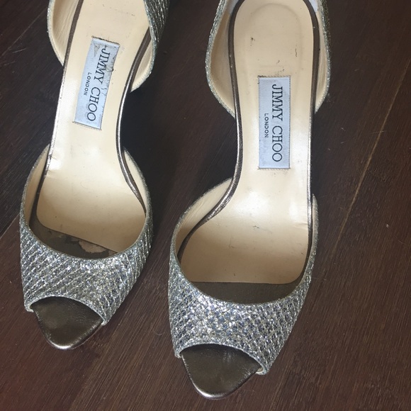 Authentic Jimmy Choo Silver Logan Peep toe Pump - Picture 5 of 7